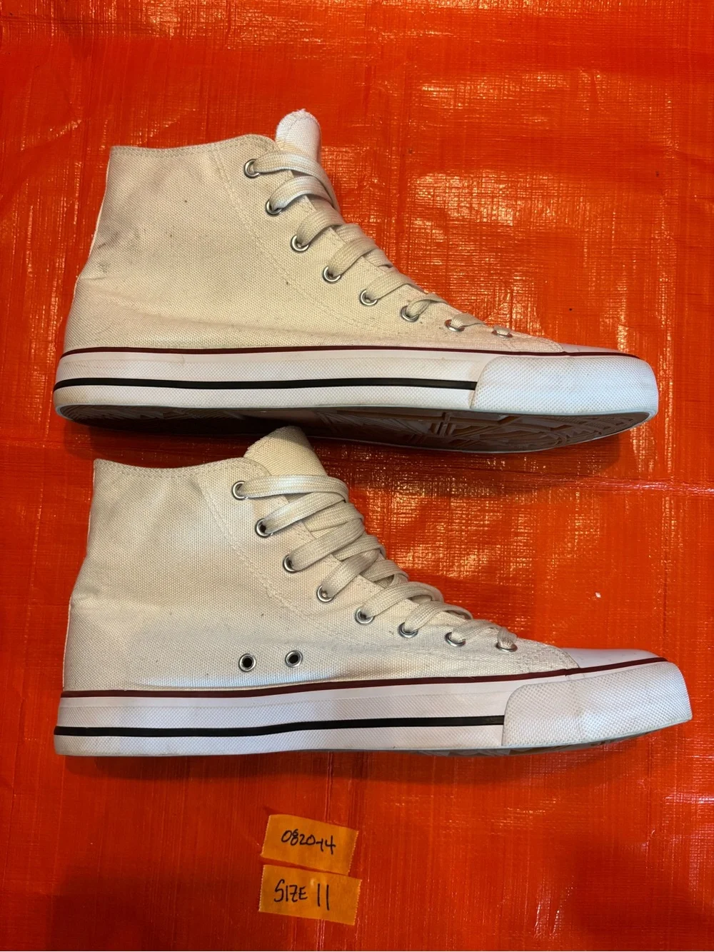 Classic High-Top Canvas Sneakers in Off-White